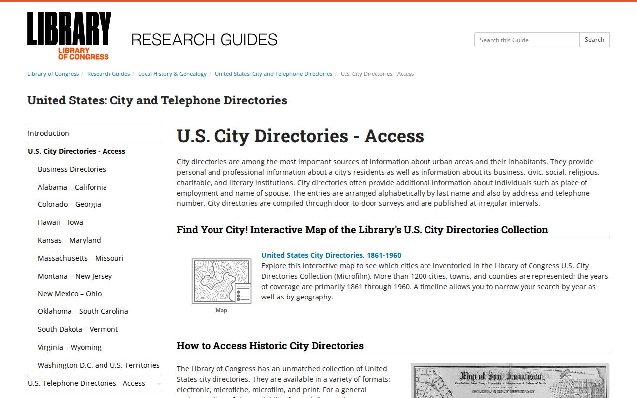Ozark city directory entry research using the Library of Congress guide