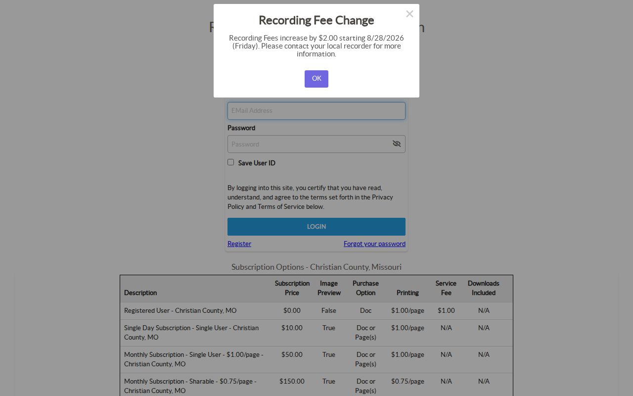 Ozark residents directory Christian County Recorder iCounty gateway